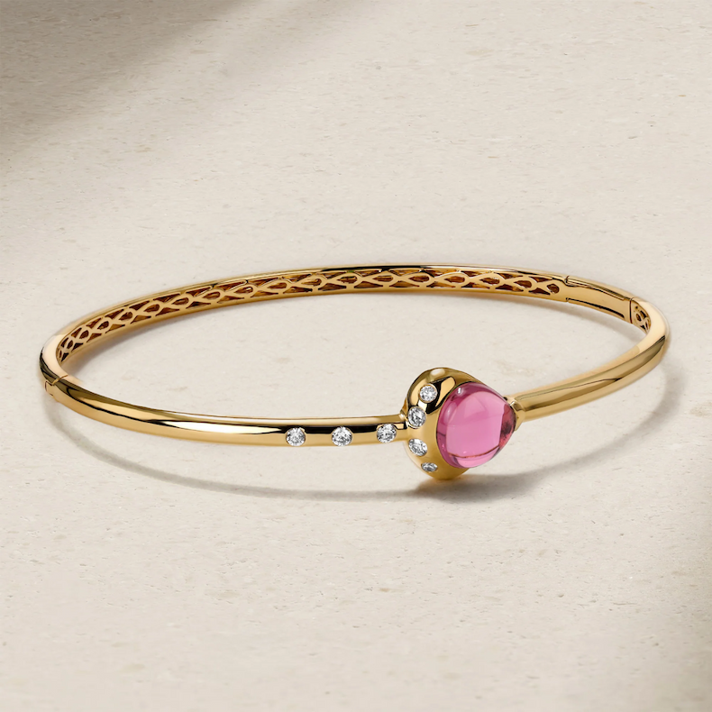Single Gumdrop Pink Tourmaline Bangle