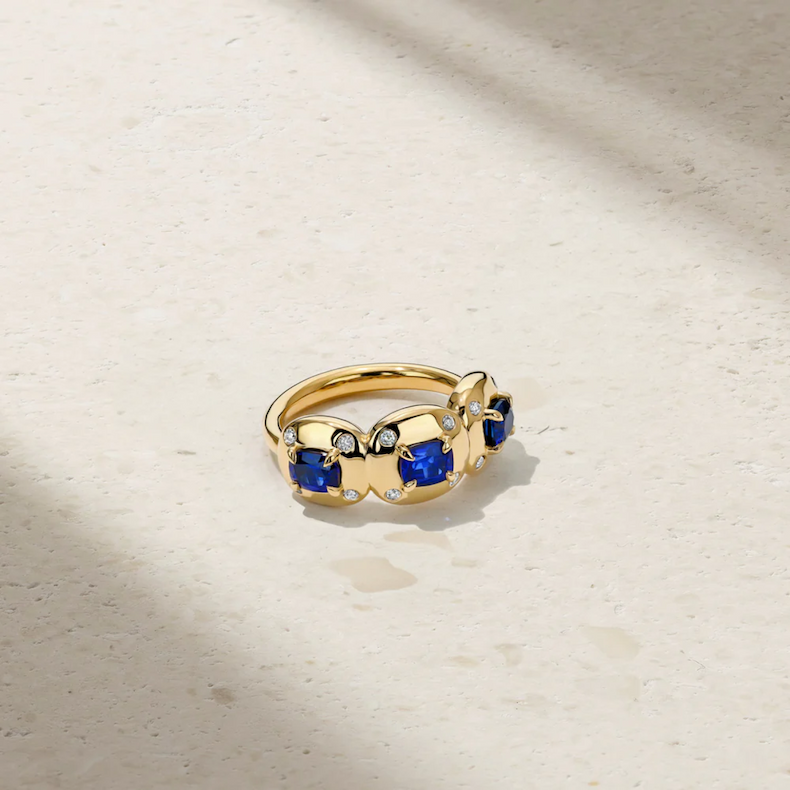 Aurum Triple Cushion Sapphire Band