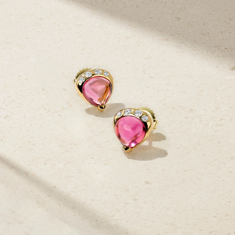 Gumdrop Pink Tourmaline Stud Earrings