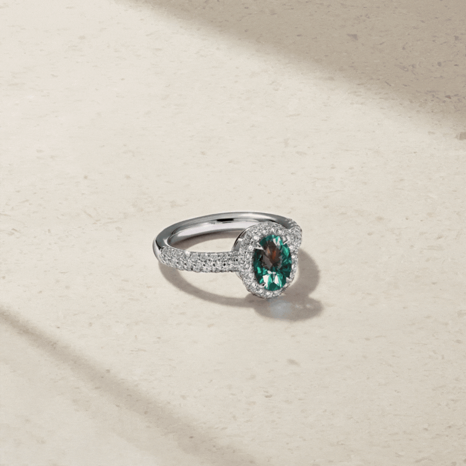 Dusted Alexandrite and Diamond Ring