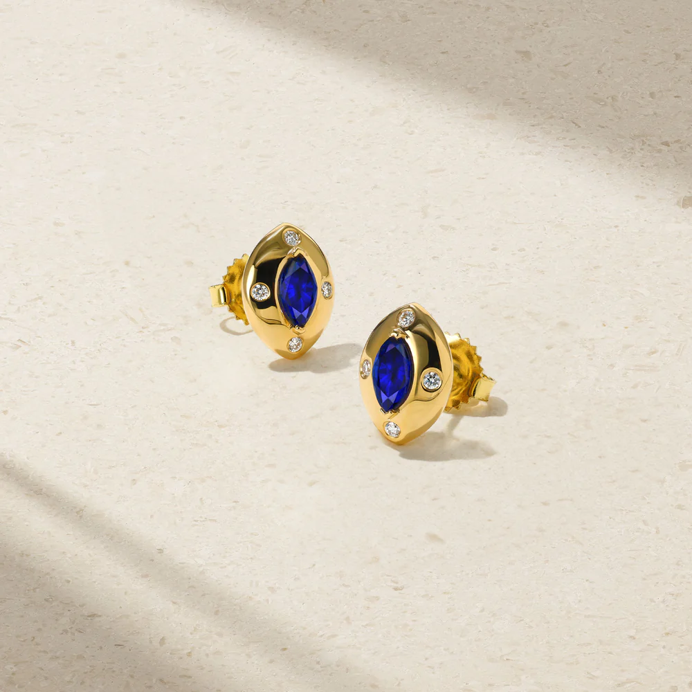 Aurum Marquise Sapphire Stud Earrings