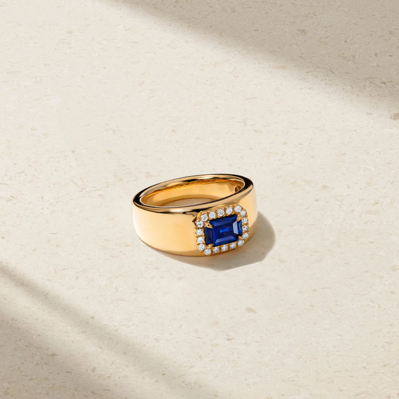 Heirloomed Octagonal Sapphire Cigar Band