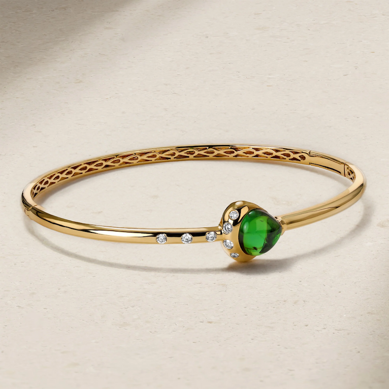 Single Gumdrop Green Tourmaline Bangle