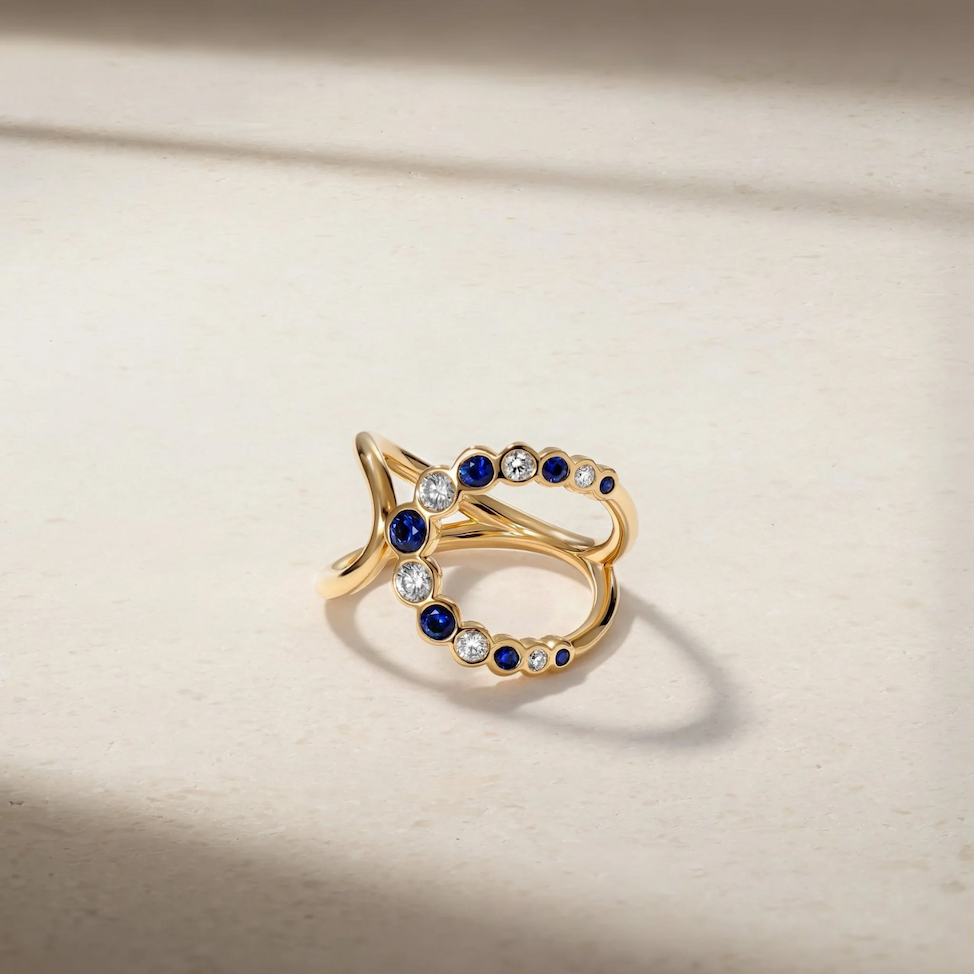 Bubbly Elegance Sapphire and Diamond Ring