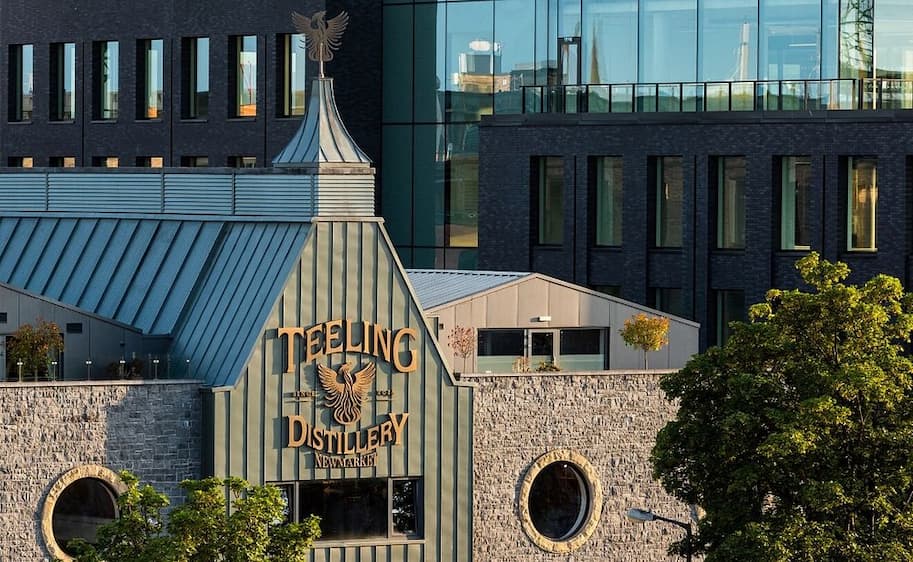 Teeling Whiskey Distillery in The Liberties, Dublin, with copper pot stills visible