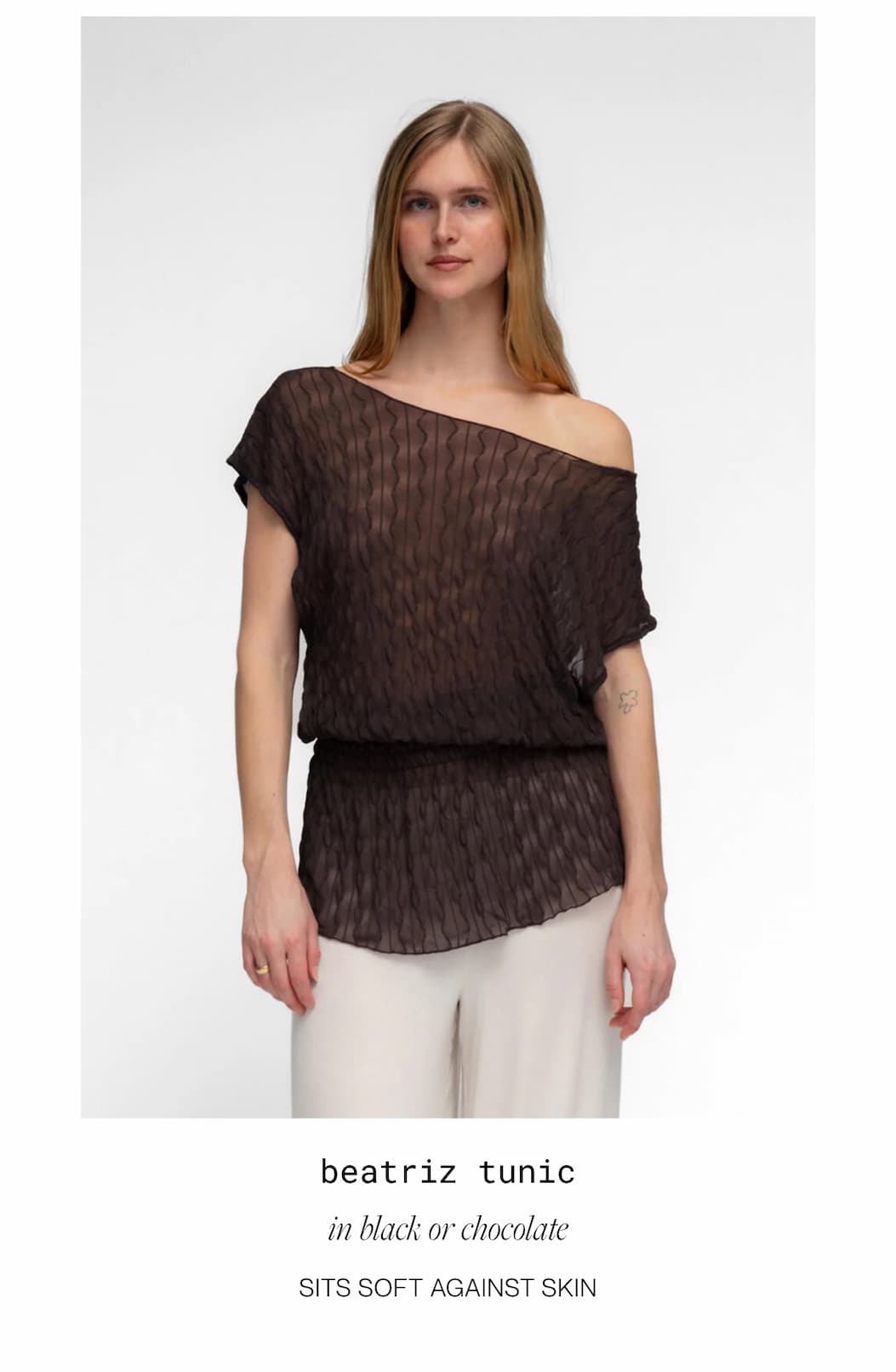 Beatriz Tunic  | in black or chocolate sits soft against skin