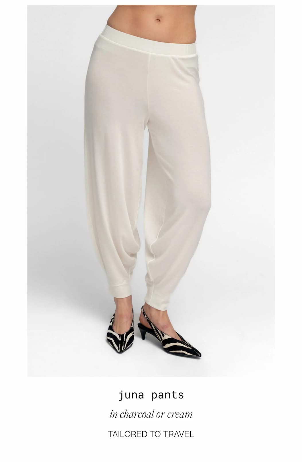 Juna Pants  | in charcoal or cream tailored to travel