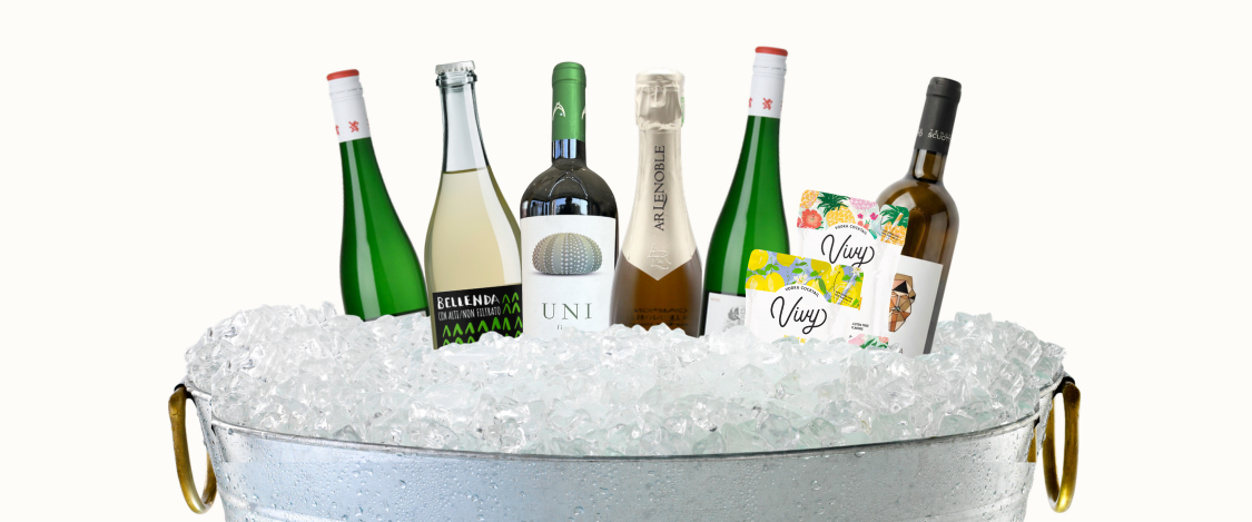 Wine bottles in ice bucket
