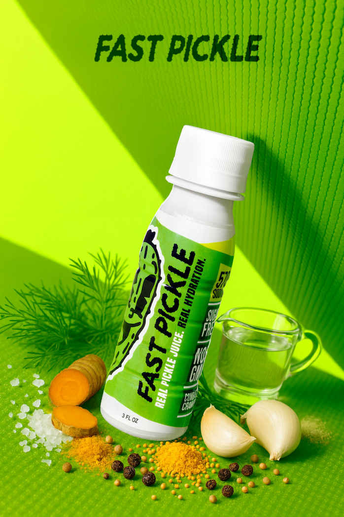Image of Fast Pickle bottle and ingredients