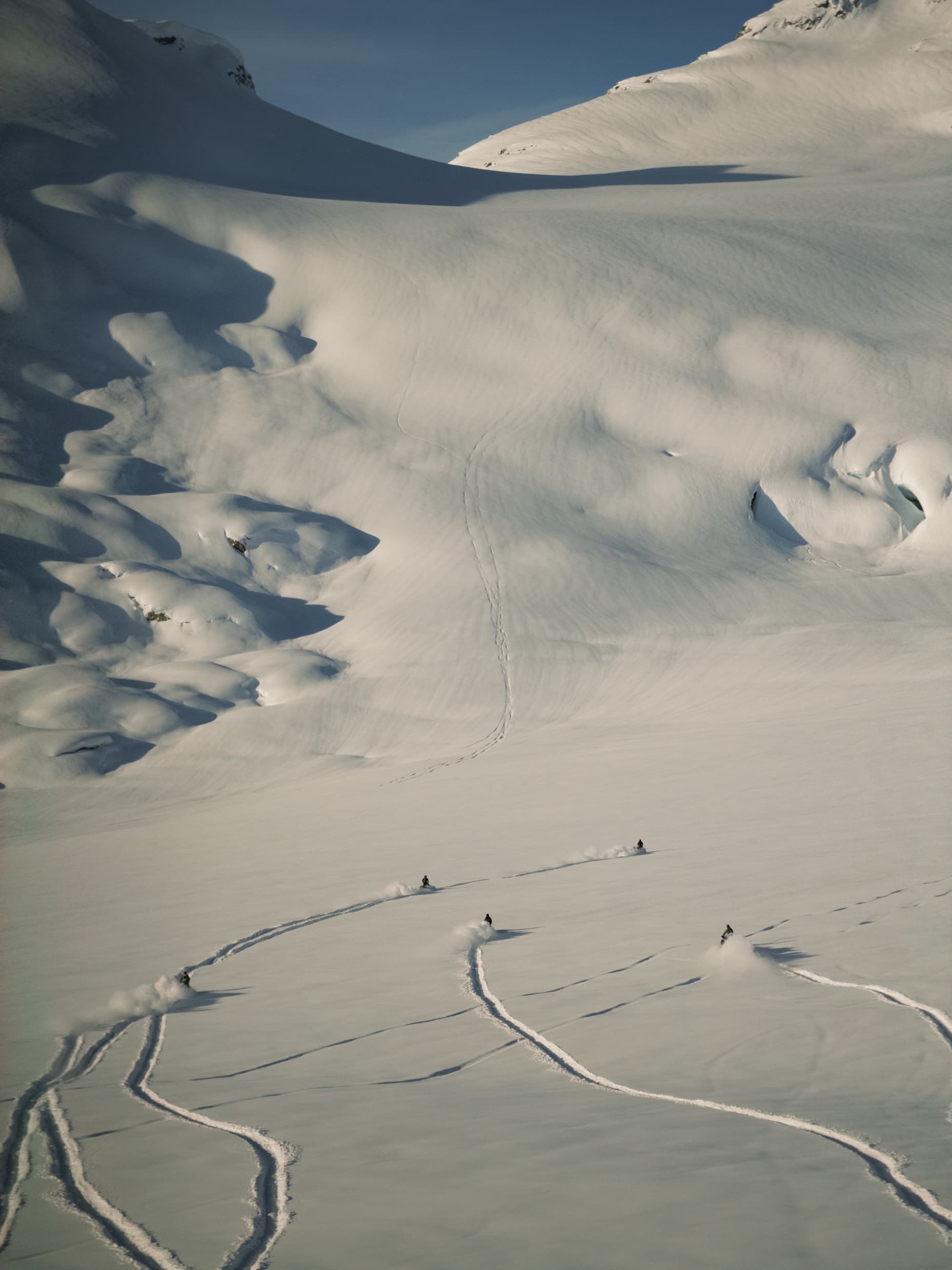 Snowmobile accessed snowboarding on the Pemberton Ice Cap