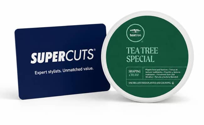 Supercuts gift card and Paul Mitchell Tea Tree Shaping Cream.