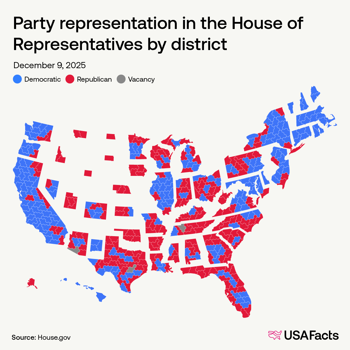 Party representation in the House of Representatives by district
