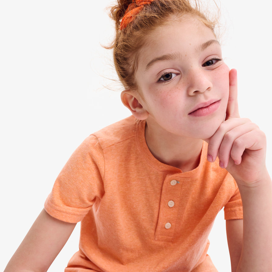 Kids heathered henley tee