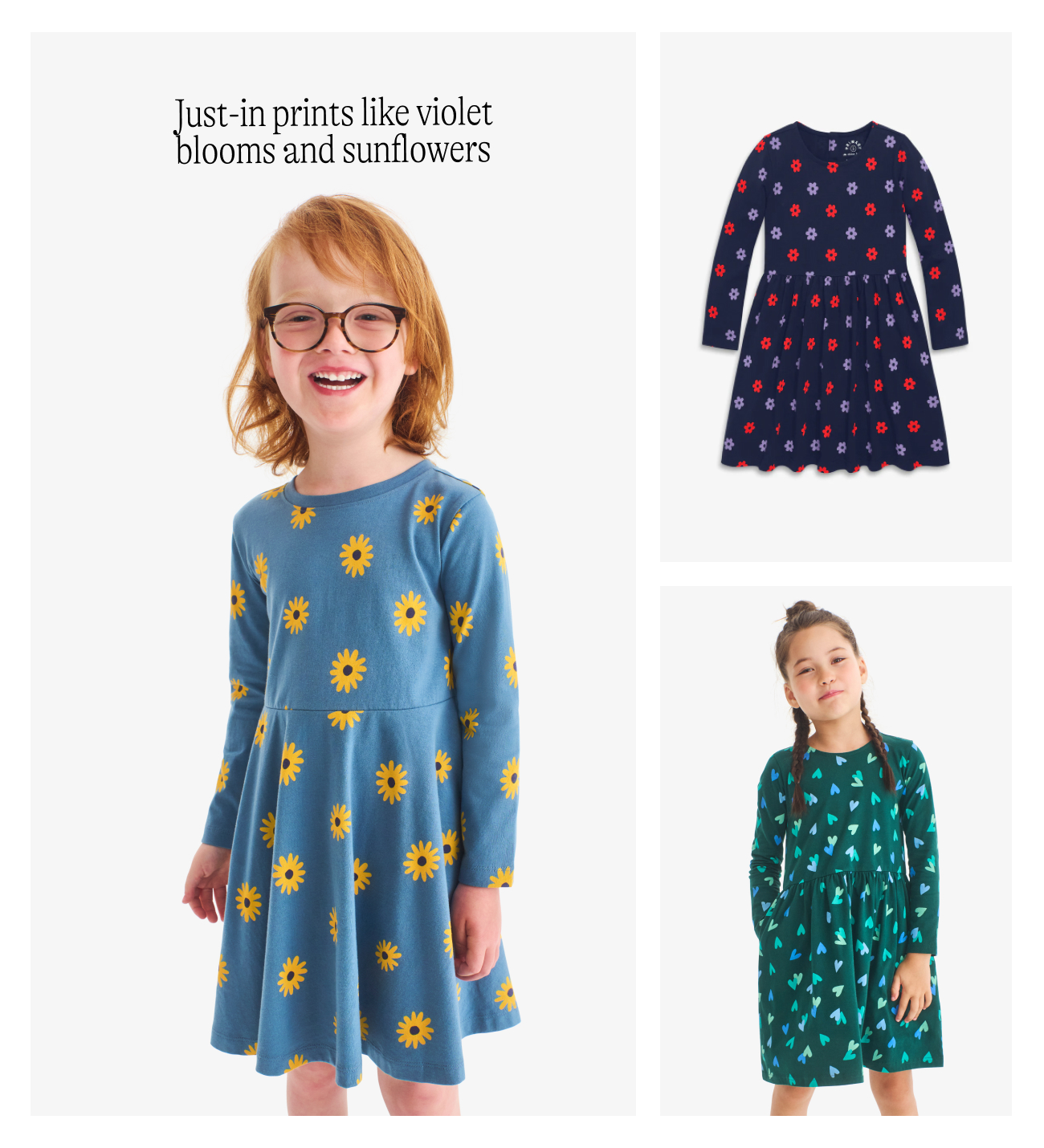 Fresh prints for the season like violet blooms and sunflowers