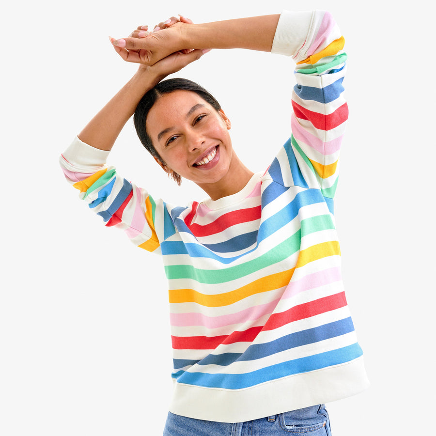 Adult 24/7 sweatshirt in candy stripe (women's fit)