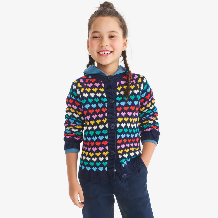 Kids rainbow hearts cardigan