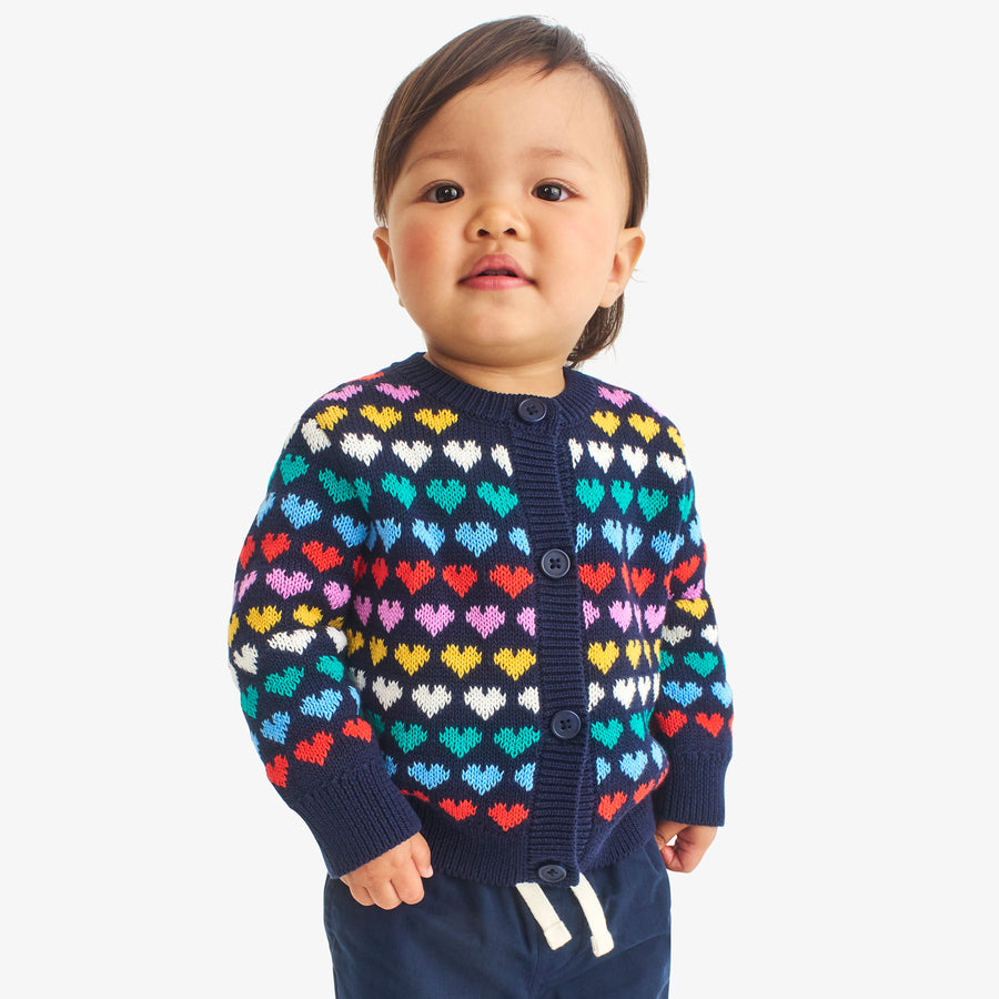 Baby rainbow hearts cardigan