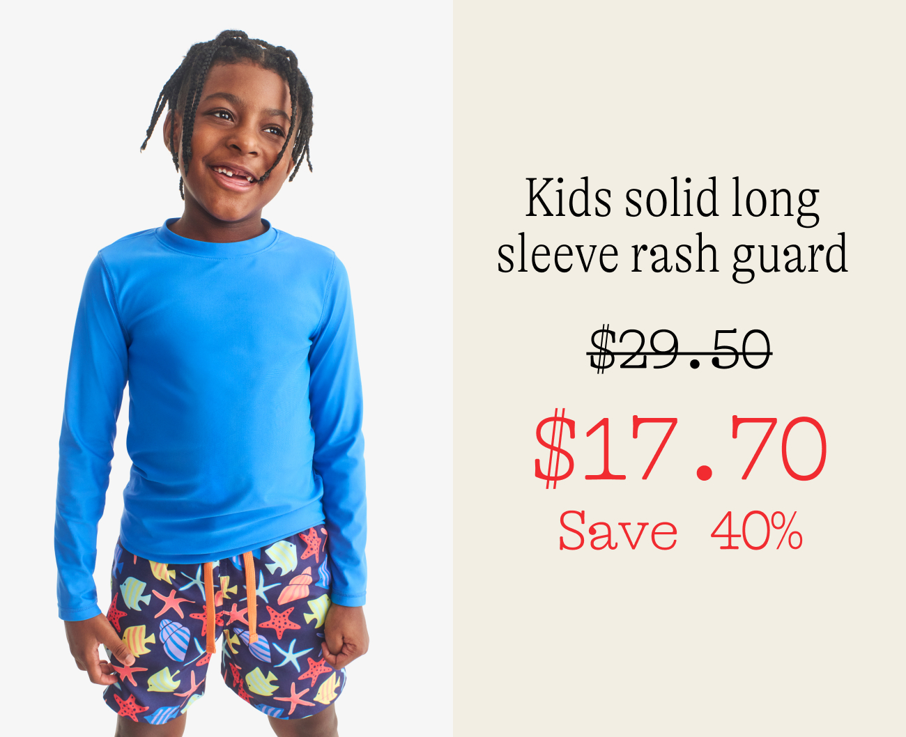 Kids solid long sleeve rash guard $17.70 Save 40%