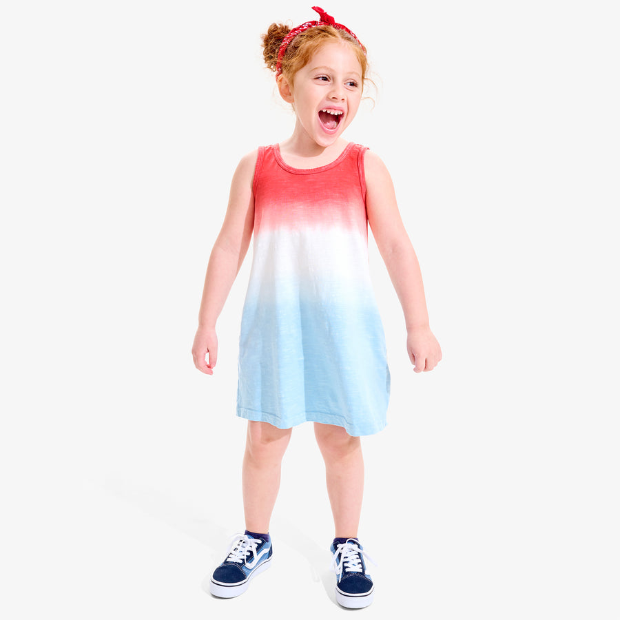 Kids tank dress in dip-dye