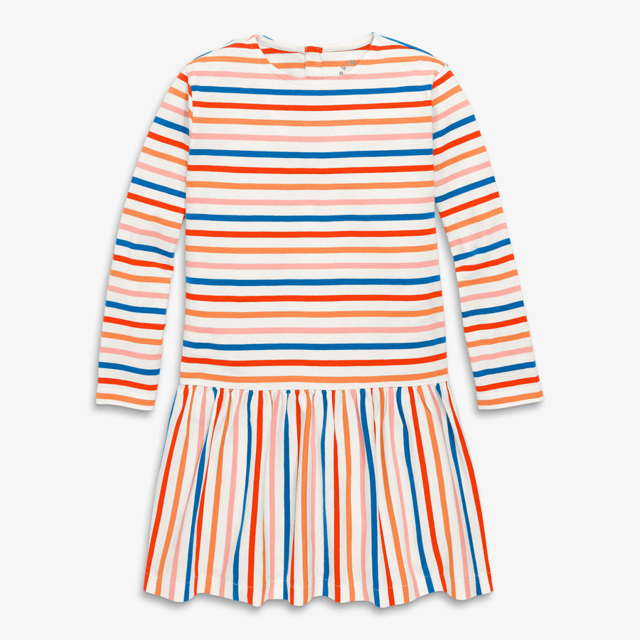 Kids explorer dress in multi-stripe