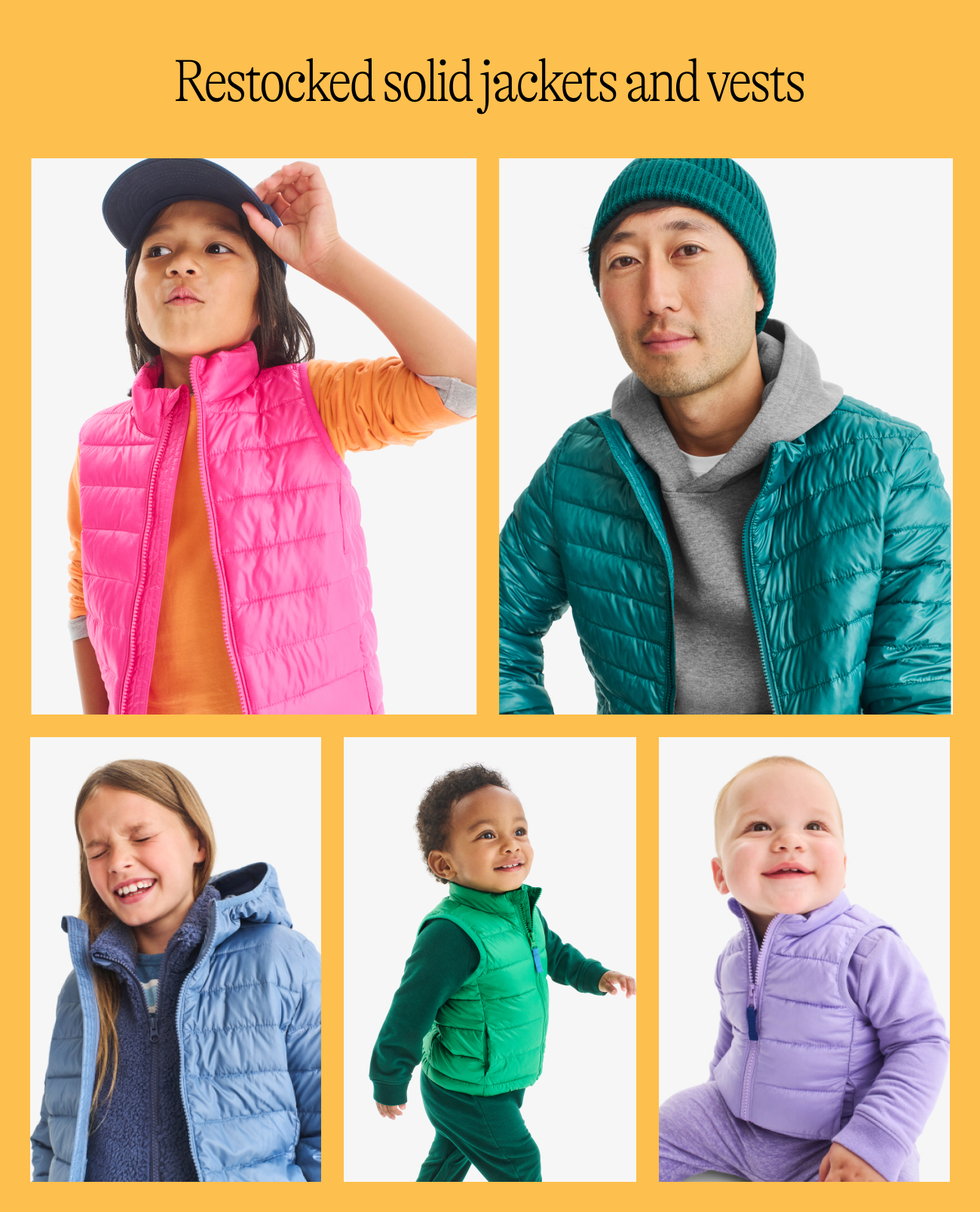 Restocked solid jackets and vests