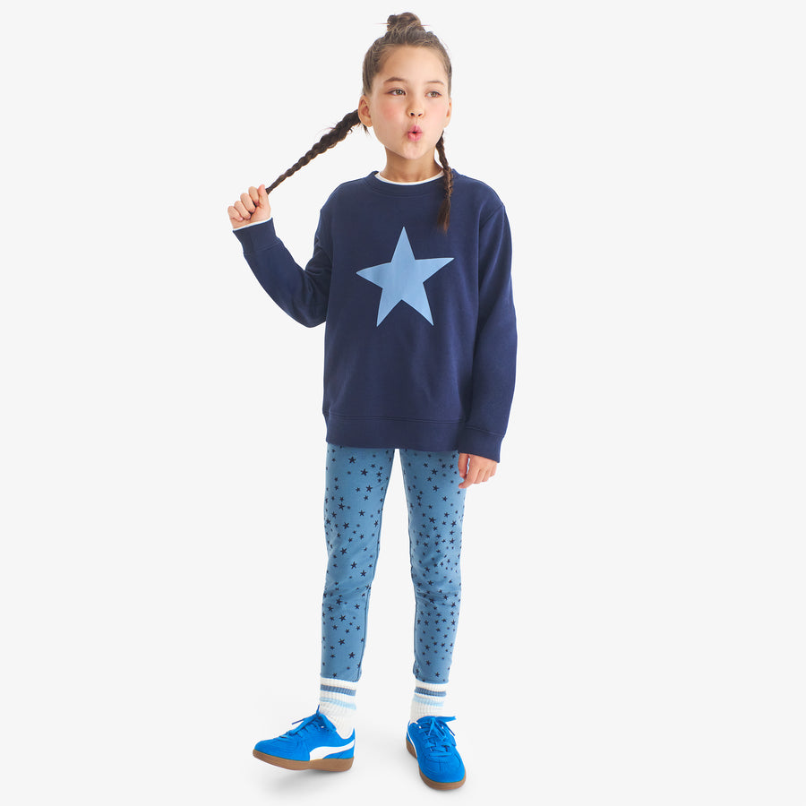 Kids french terry cozy legging in moonlit stars