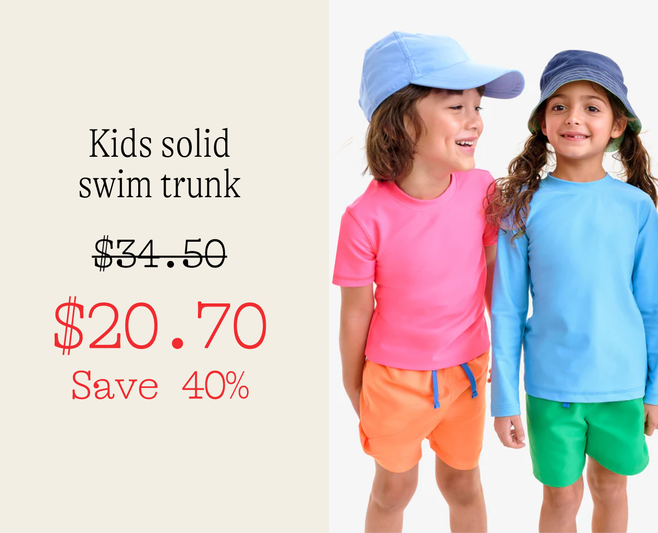 Kids solid swim trunk $20.70 Save 40%