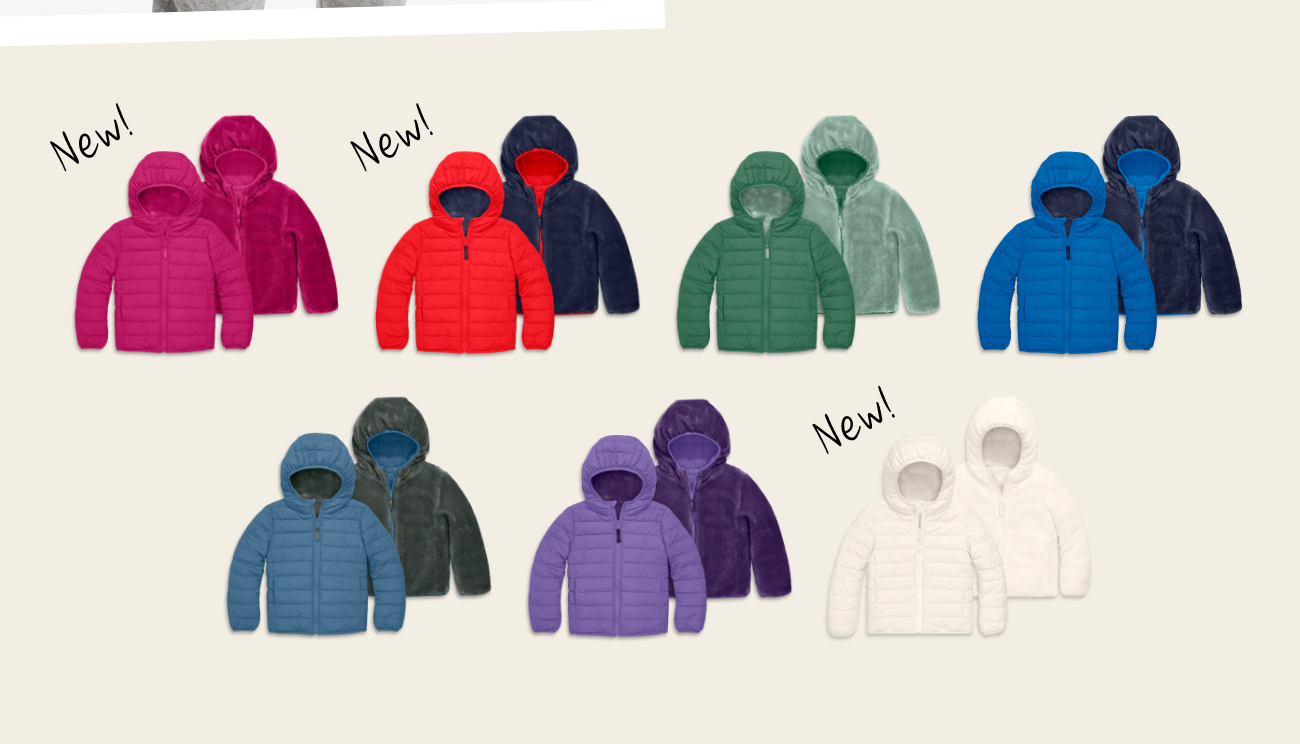 In three new colors: raspberry, oat, and tomato!
