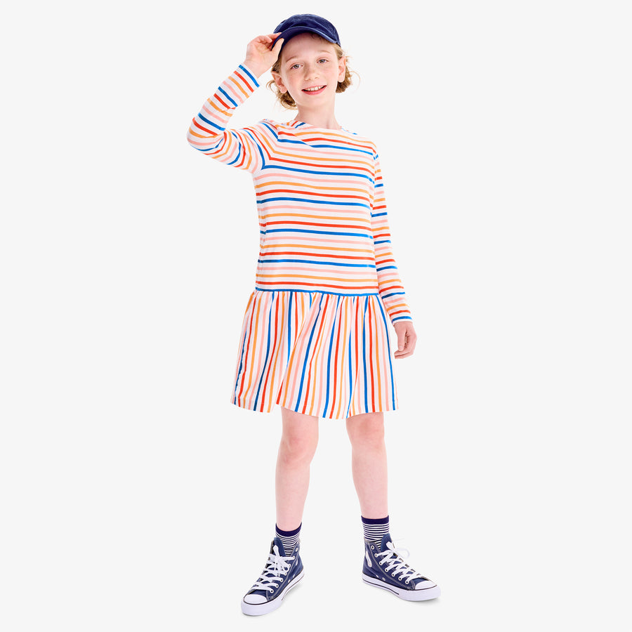 Kids explorer dress in multi-stripe