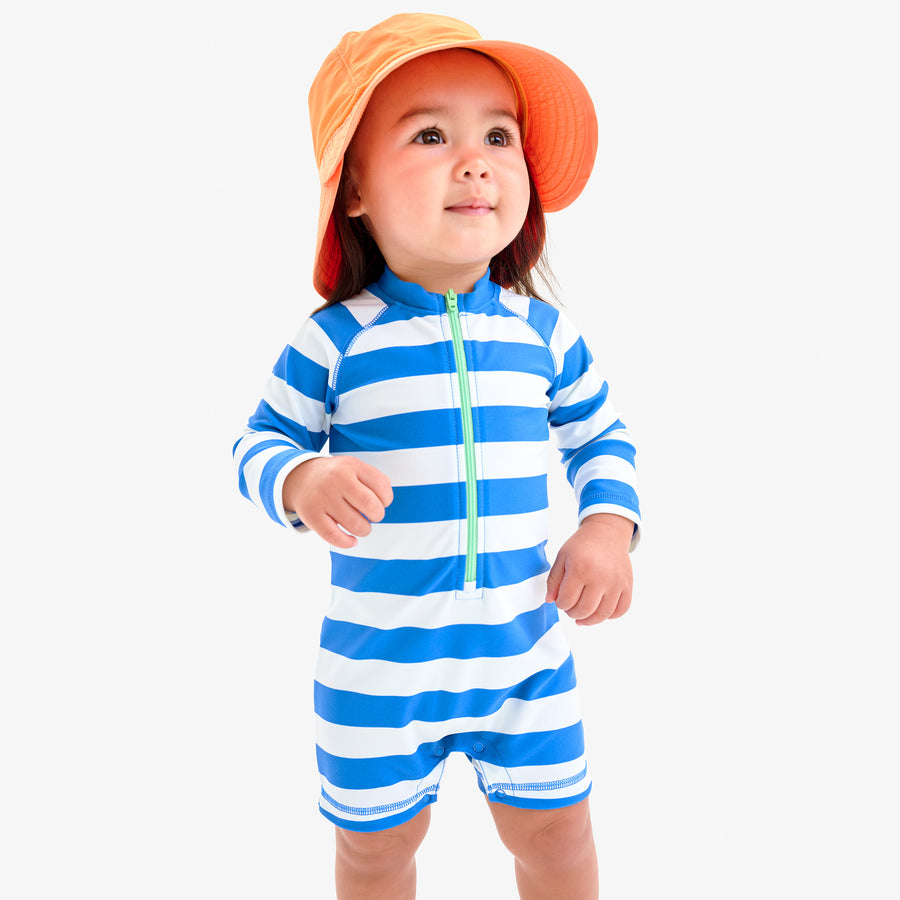 Baby one-piece rash guard in stripe
