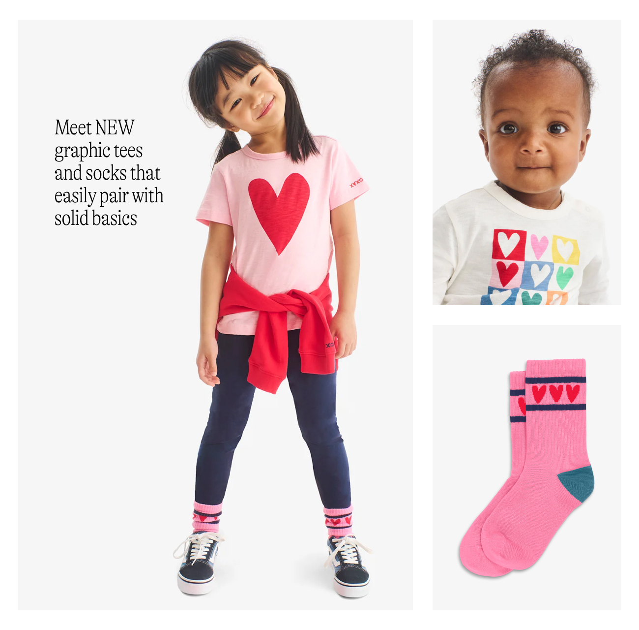 Meet NEW graphic tees, and socks that easily pair with  solid basics
