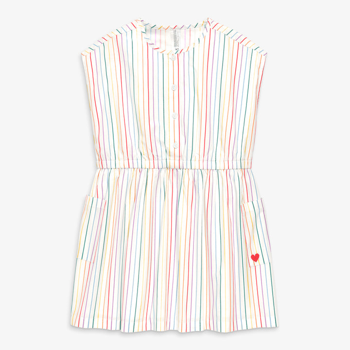 Kids picnic dress in rainbow pinstripe