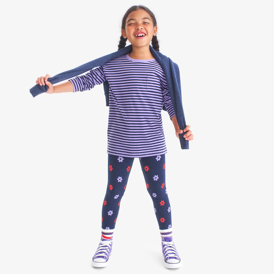 Kids classic legging in violet blooms