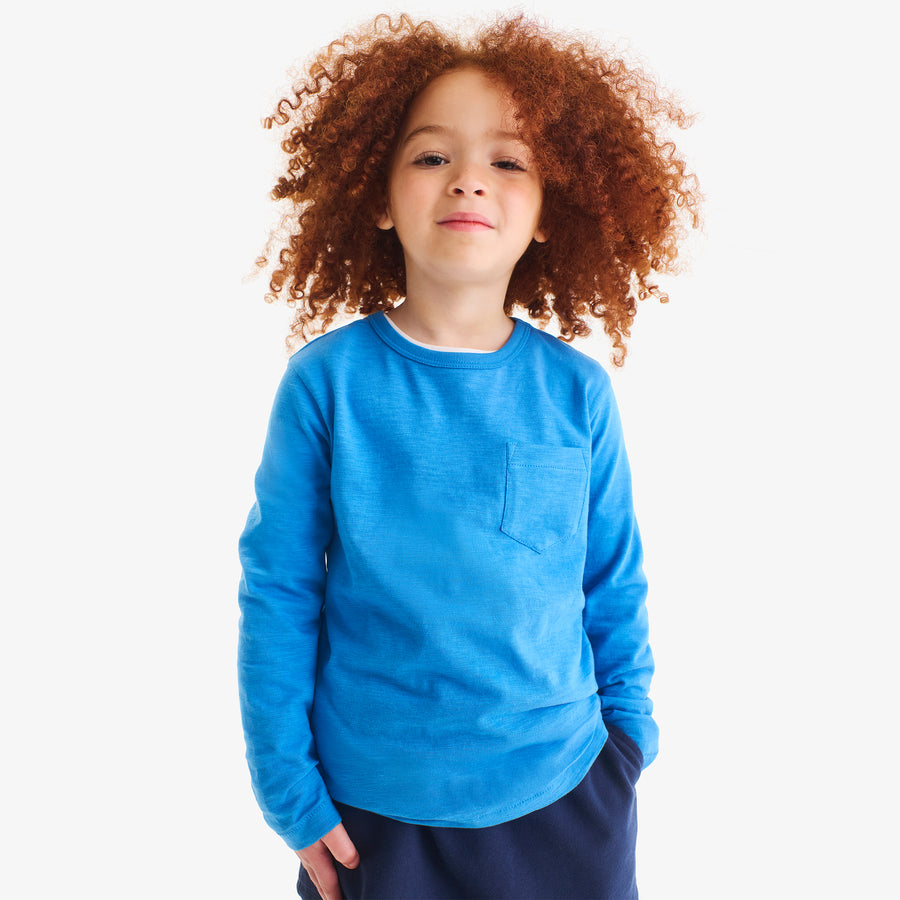 Kids long sleeve slub pocket tee