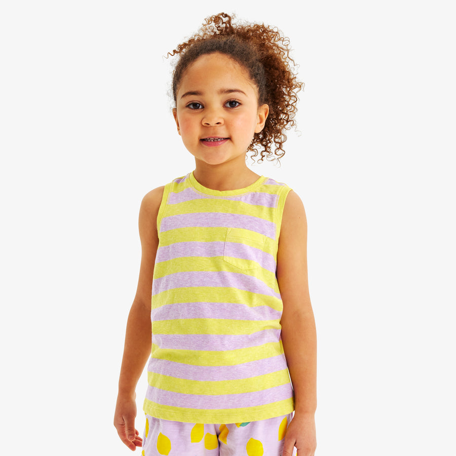 Kids heathered pocket tank in stripe