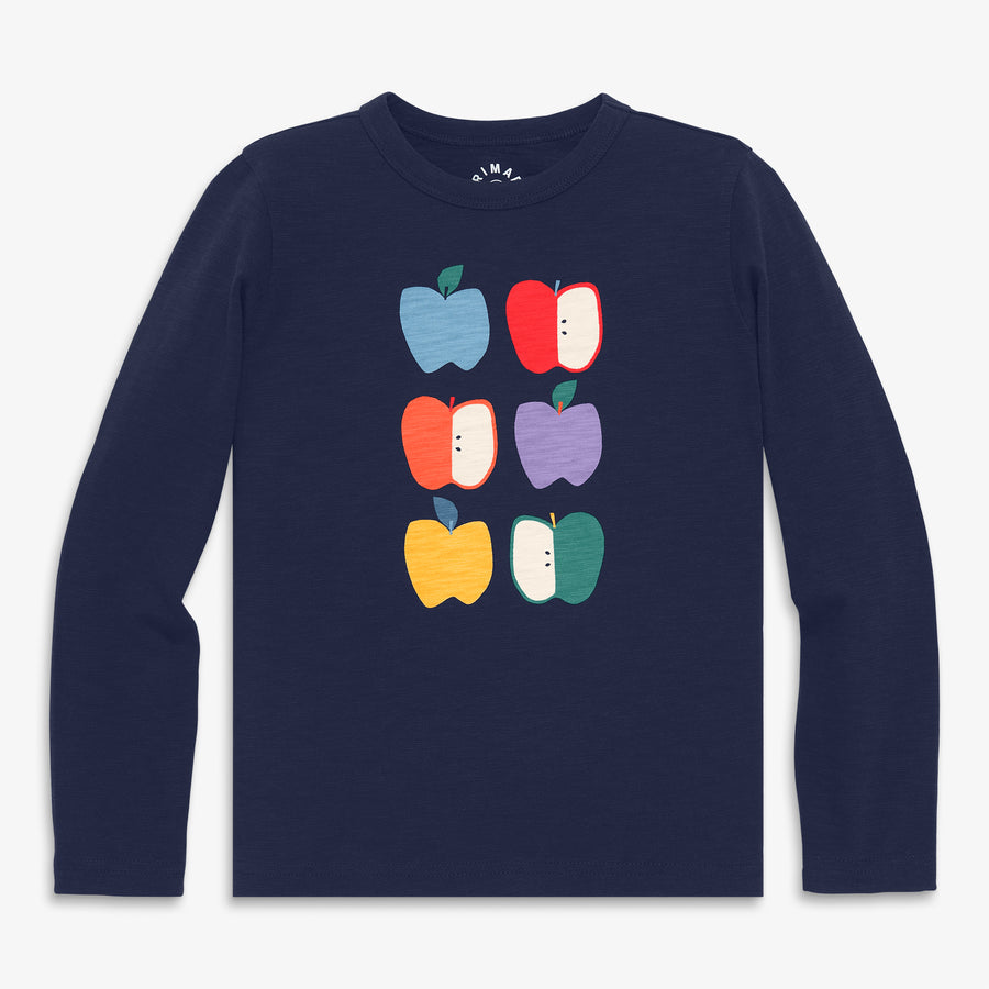 Kids long sleeve rainbow apple tee