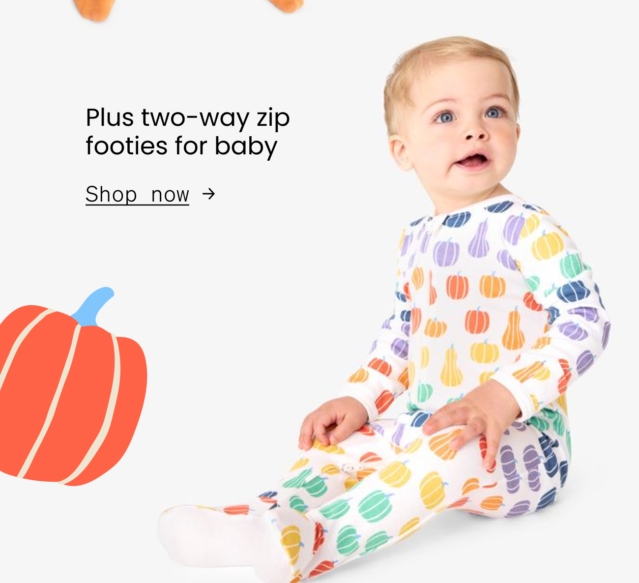 Plus two-way zip footies for baby