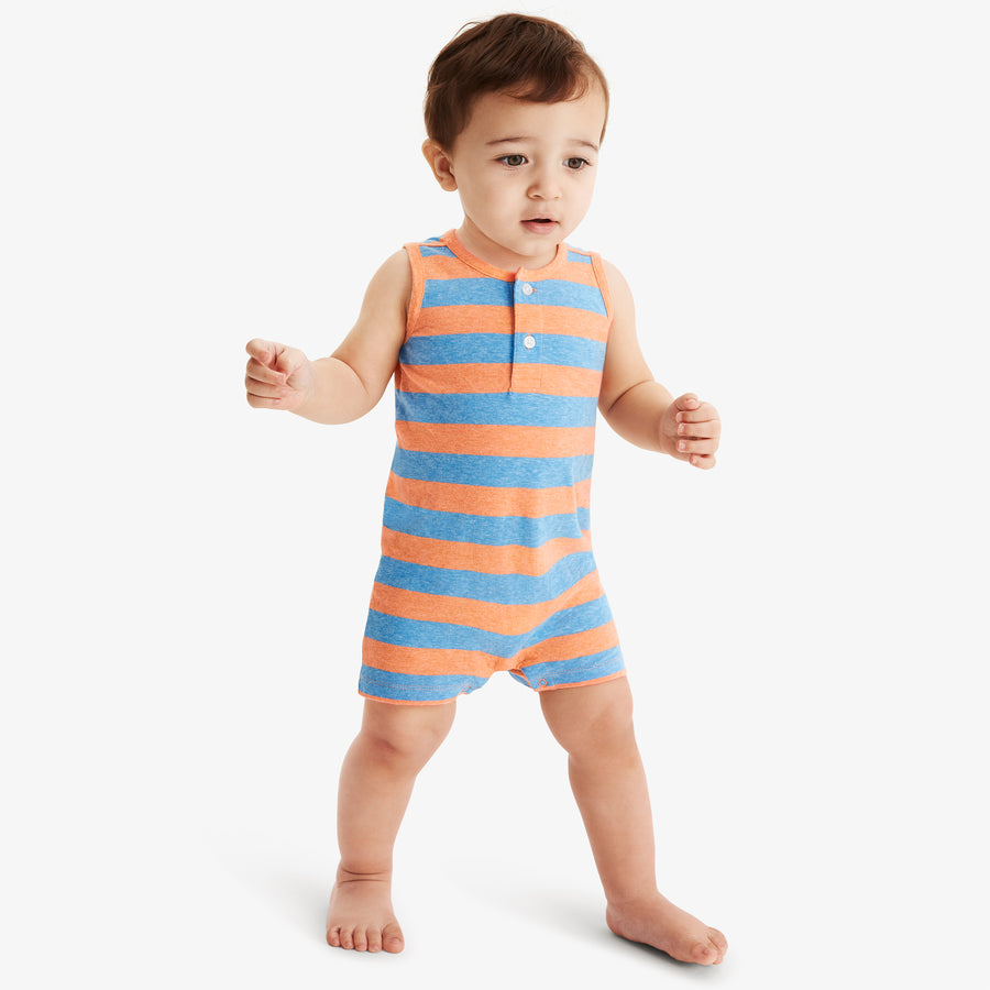 Baby heathered henley shortie in stripe