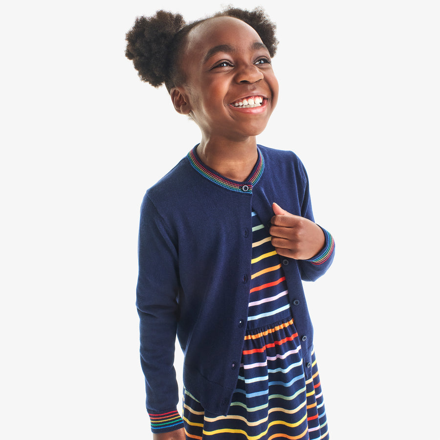 Kids rainbow trim cardigan