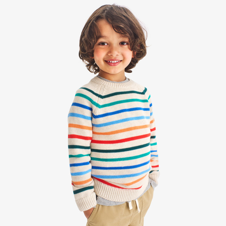 Kids crewneck sweater in rainbow stripe
