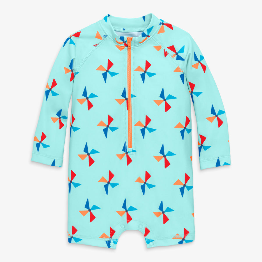 Clearance baby one-piece rash guard in pinwheels