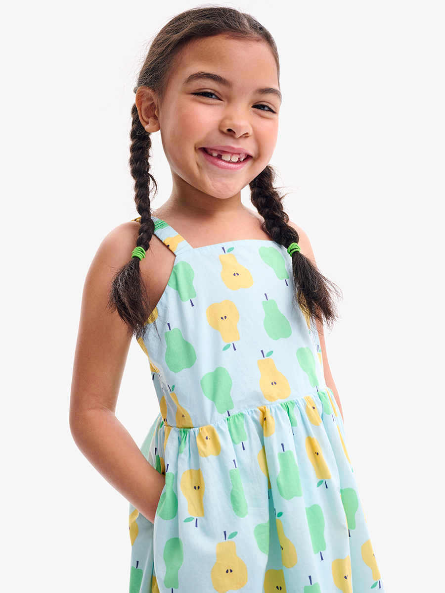 Kids woven tank sundress in cutout pears