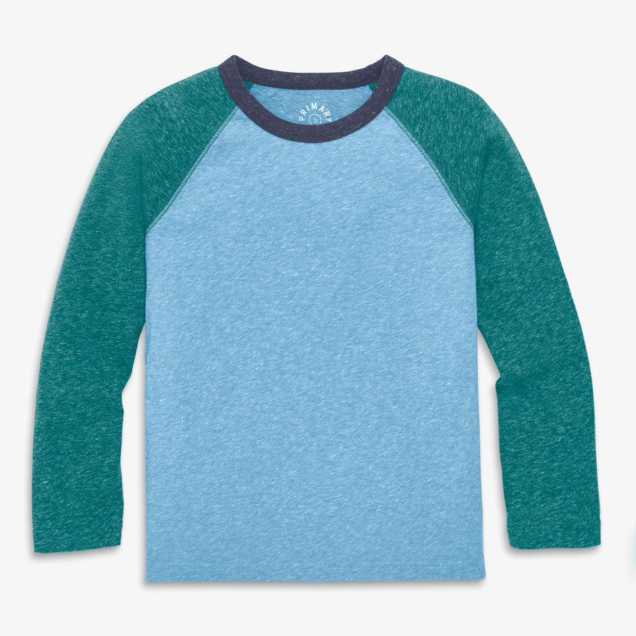 Kids heathered long sleeve baseball tee