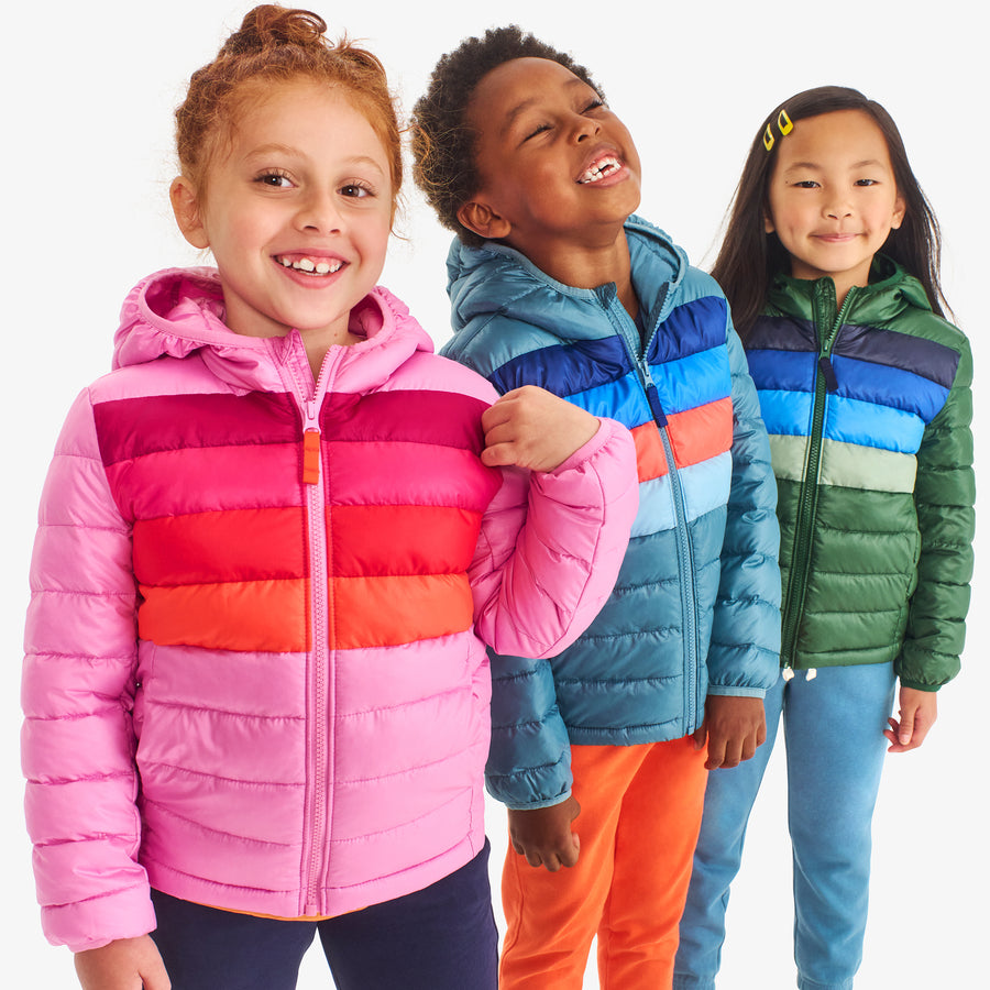 Kids stripe lightweight puffer jacket