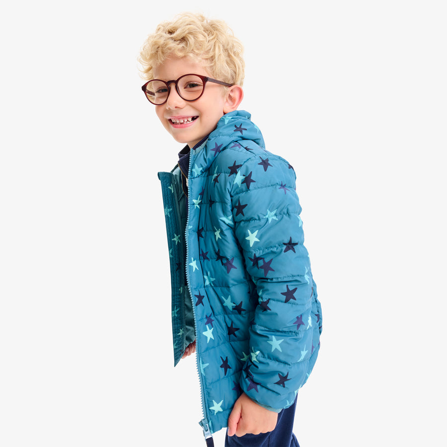 Kids lightweight puffer jacket in confetti stars