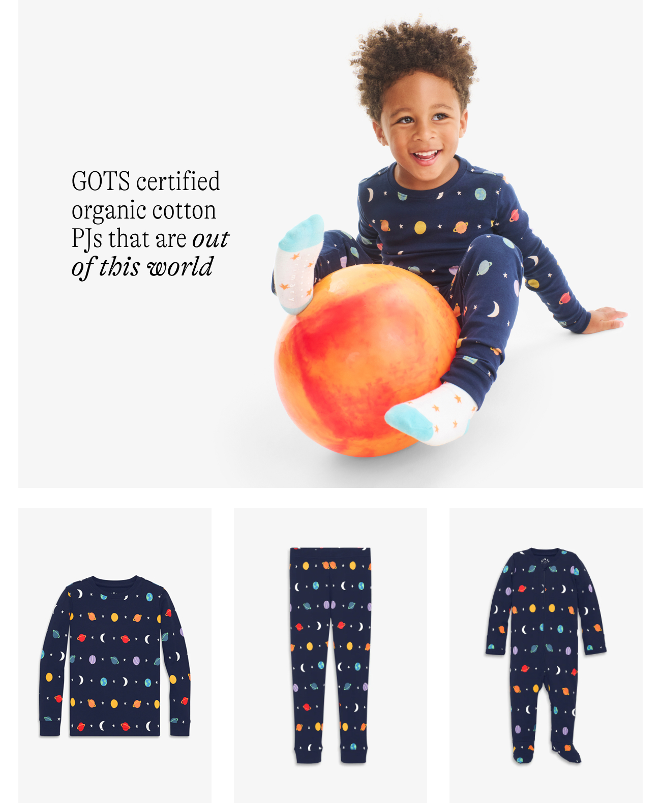 GOTS certified organic cotton PJs that are out of this world