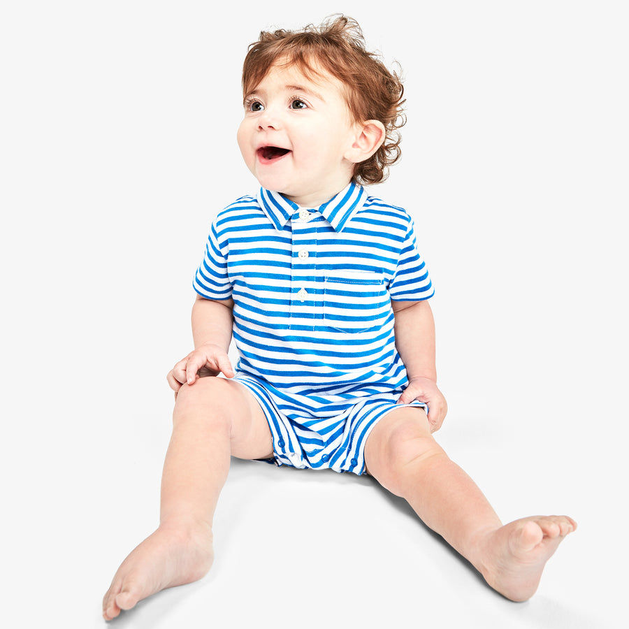 Baby polo shortie in mini stripe