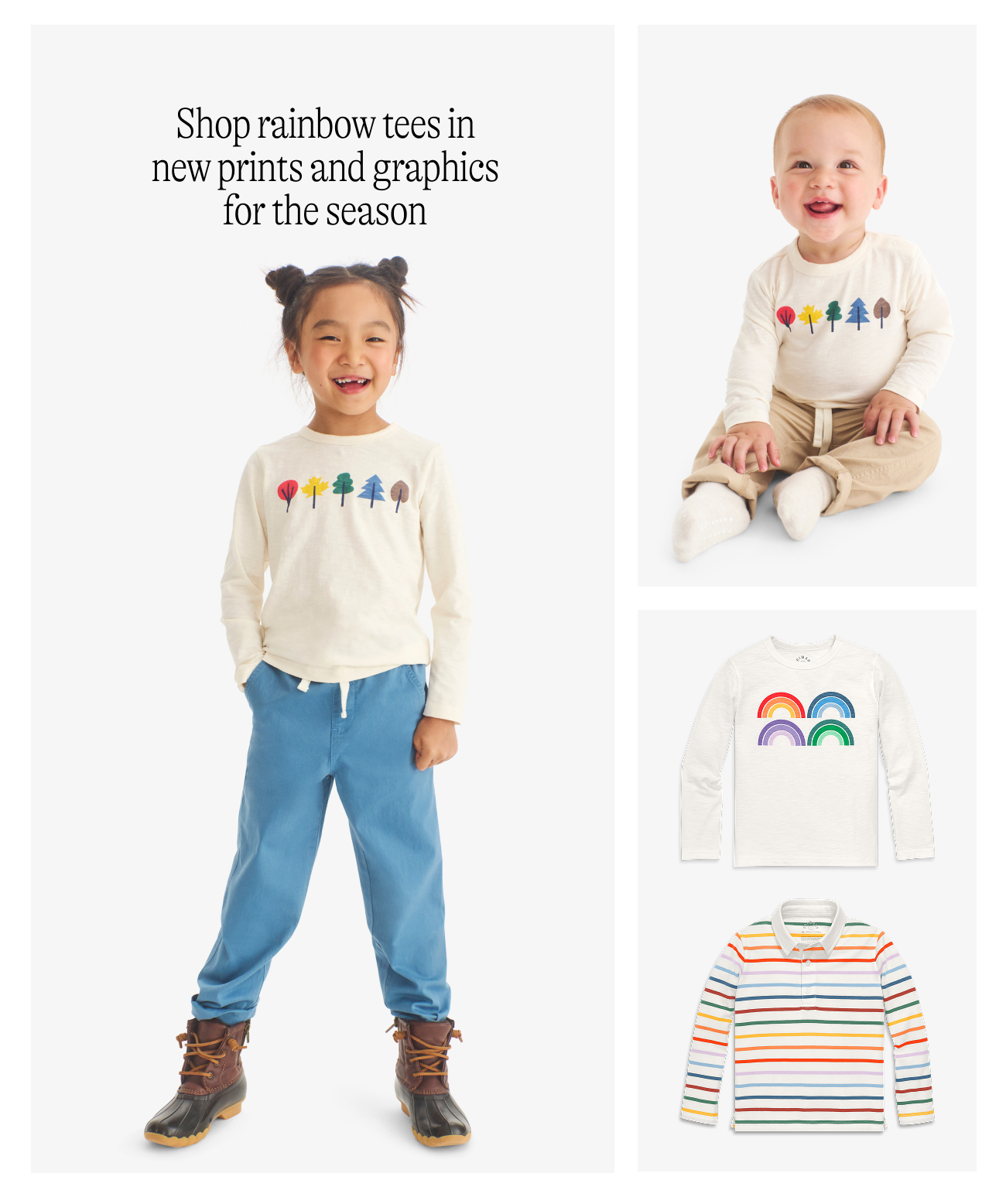 Shop rainbow tees in new prints and graphics for the season