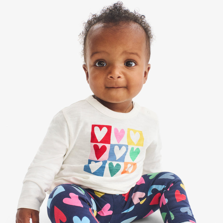 Baby long sleeve rainbow candy hearts tee