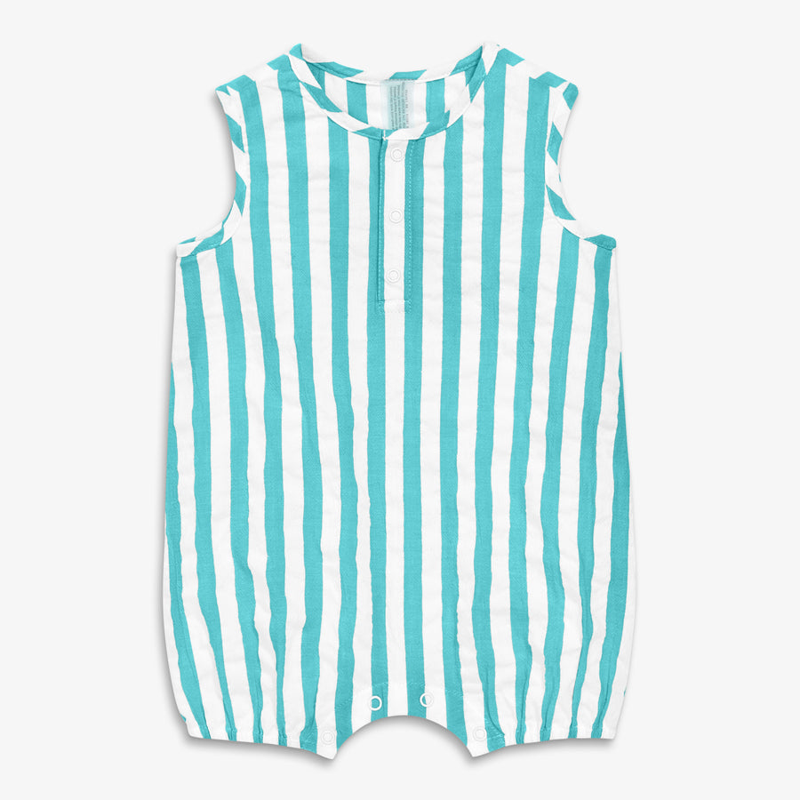 Baby henley tank shortie in seersucker stripe